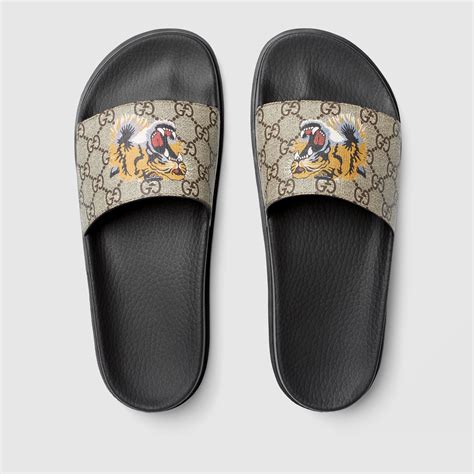 mens gucci tiger slides|gucci slide gg supreme tigers.